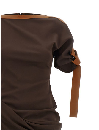 Платье макси FERRAGAMO Dress with leather straps (795757EXPRESSO) #