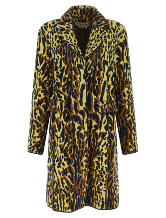 Пальто MARNI Animalier jacquard wool coat