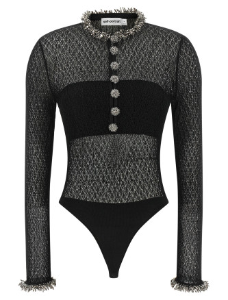 Вечерний топ SELF PORTRAIT Openwork knitted bodysuit