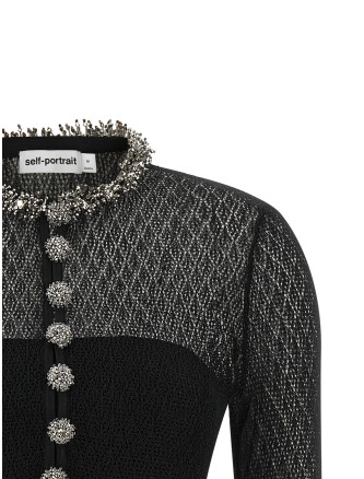 Вечерний топ SELF PORTRAIT Openwork knitted bodysuit (AW26113BSBBLACK) #
