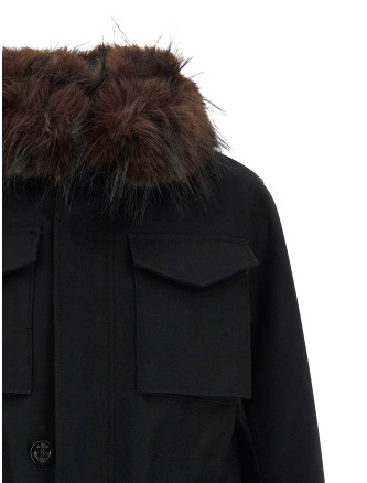 Верхняя одежда SACAI Wool coat with fur insert (2608755001) #