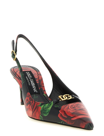 Каблуки средней высоты DOLCE & GABBANA Rose print slingbacks (CG0796A0706HN6EJ) #