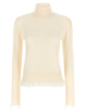 Свитер GANNI Turtleneck Sweater with Lace Trim