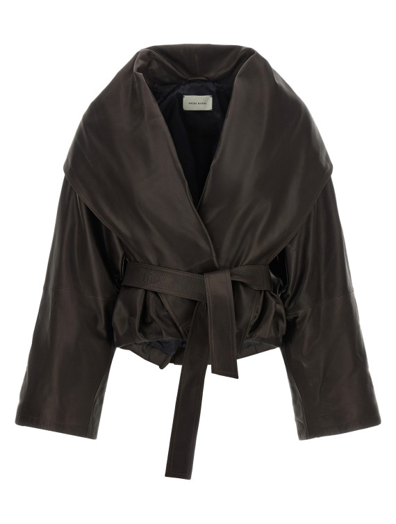 Shawl collar leather jacket (240926BROWN) #1