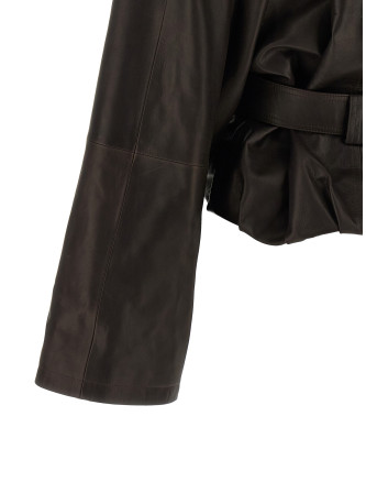 Shawl collar leather jacket (240926BROWN) #