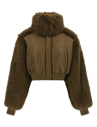 Bomber jacket with fur inserts