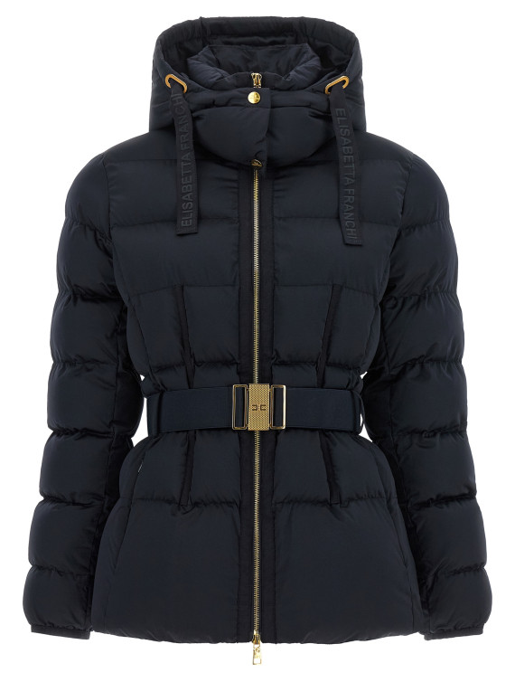 Пуховик ELISABETTA FRANCHI Belted down jacket with logo buckle (PI92D66E2H88) #1