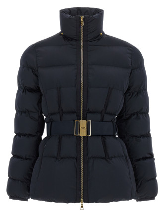Пуховик ELISABETTA FRANCHI Belted down jacket with logo buckle (PI92D66E2H88) #