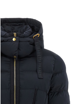 Пуховик ELISABETTA FRANCHI Belted down jacket with logo buckle (PI92D66E2H88) #