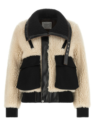 Куртка SACAI Shearling effect wool jacket