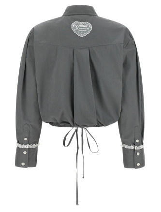 Рубашка GANNI Cropped Shirt with Lace (A1140028ZXH) #
