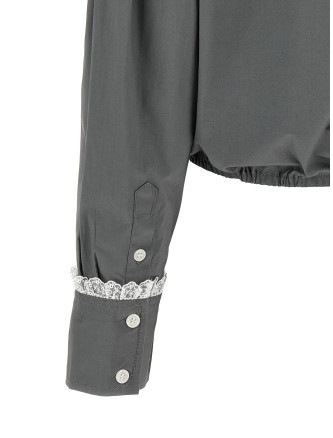 Рубашка GANNI Cropped Shirt with Lace (A1140028ZXH) #