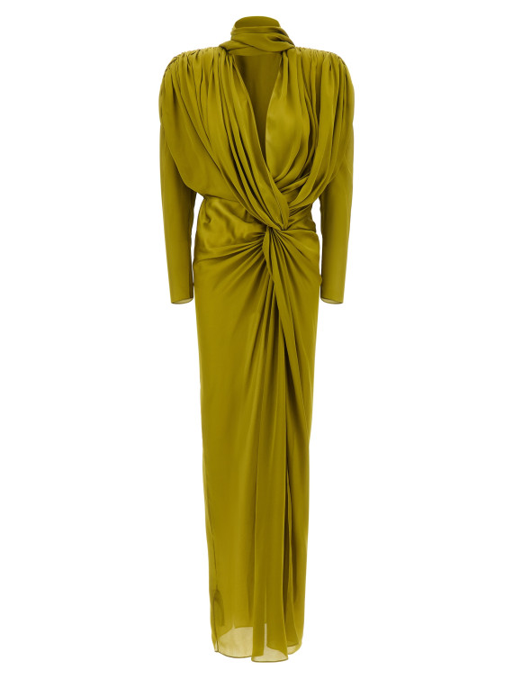 Платье макси BALMAIN Draped silk dress with knot (DR0000000114A50) #1