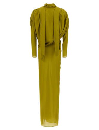Платье макси BALMAIN Draped silk dress with knot (DR0000000114A50) #