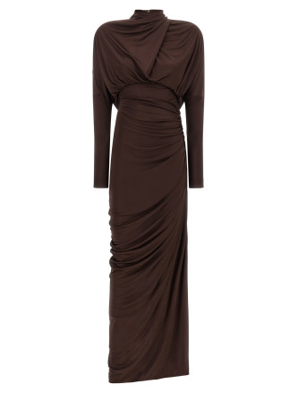 Платье макси BALMAIN Draped jersery dress