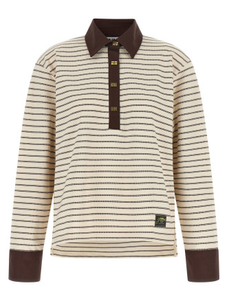 Свитер GANNI Striped cotton polo shirt