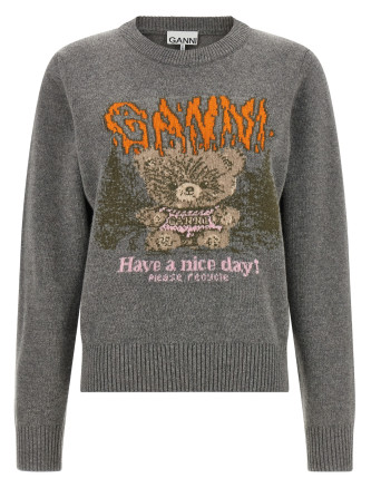 Свитшот GANNI Sweater with front intarsia