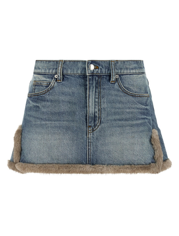 Мини-юбка DENIM X ALEXANDER WANG Denim skirt with fur hem (4DC4265906427E) #1