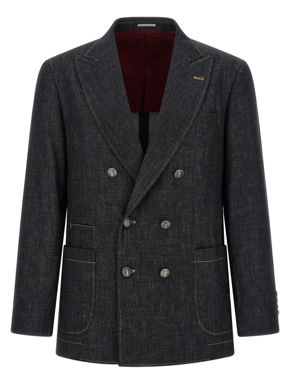Пиджак BRUNELLO CUCINELLI Double-breasted denim blazer (MH2647DMDKC1474) #1