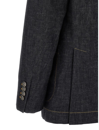 Пиджак BRUNELLO CUCINELLI Double-breasted denim blazer (MH2647DMDKC1474) #
