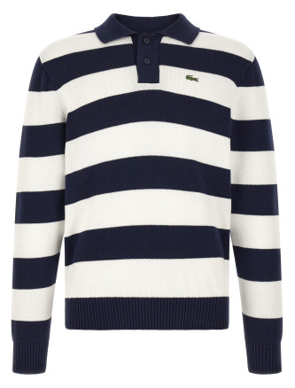 Свитер LACOSTE Striped pulover with polo collar