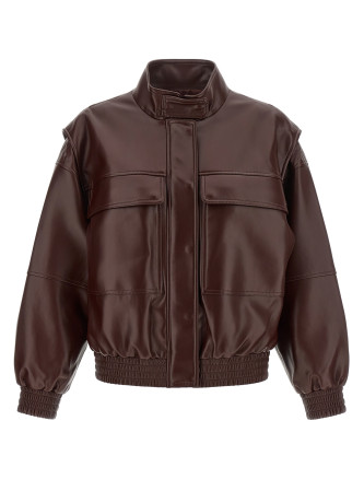Leather effect bomber jacket