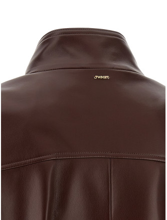 Куртка TWIN SET Leather effect bomber jacket (262TT206014057) #