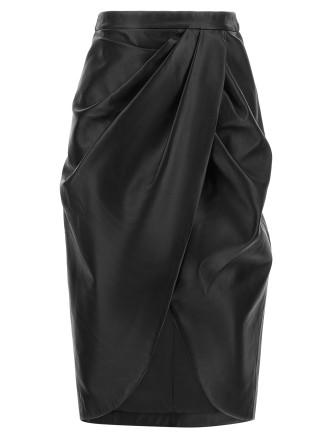 Юбка миди BALMAIN Leather skirt