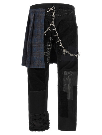 Джинсы JUNYA WATANABE Patchwork jeans with kilt (WRP0051) #