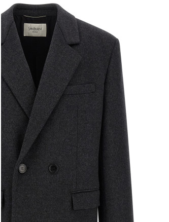 Пальто SAINT LAURENT Double-face combed wool coat (873406Y1O111140) #
