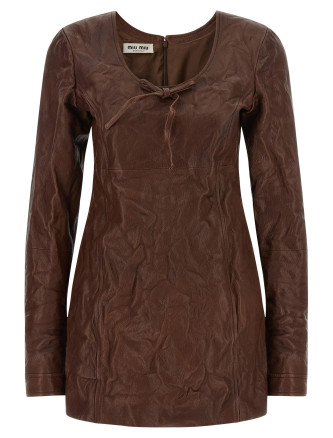 Мини-платье MIU Vintage leather dress