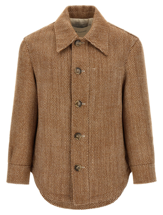 Куртка AMI PARIS Chevron wool overshirt (UJK936WV0214A255) #1