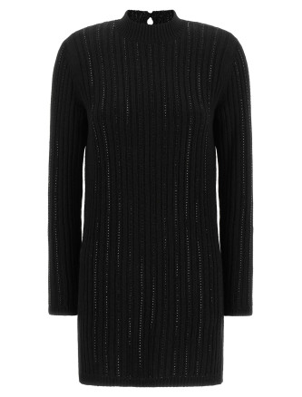 Мини-платье TWIN SET Ribbed dress with rhinestones
