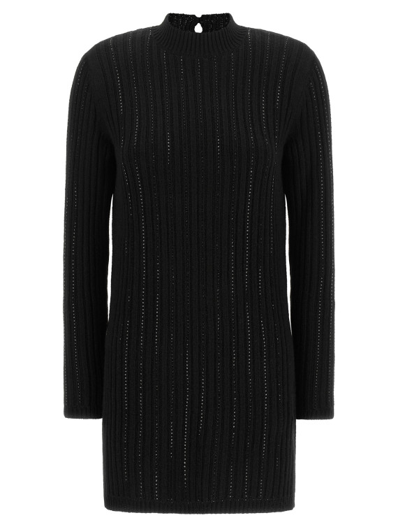 Мини-платье TWIN SET Ribbed dress with rhinestones (262TT315200006) #1