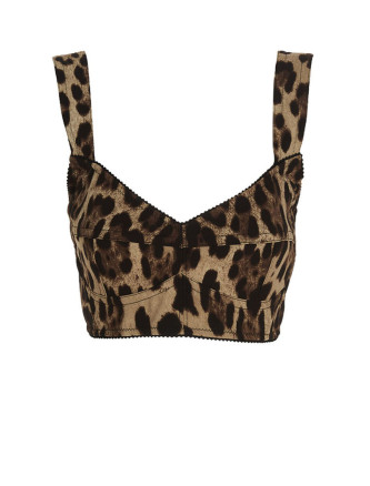 Топ DOLCE & GABBANA Leopard bustier top