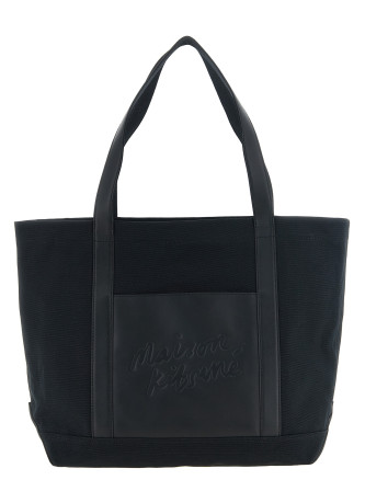 Шоппер MAISON KITSUNE Canvas and large leather shopping bag