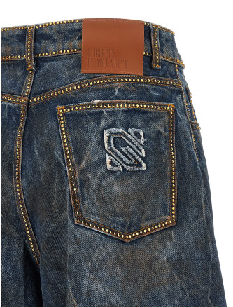 Джинсы GIUSEPPE DI MORABITO Rhinestone jeans (07PFDNP099C1675030) #