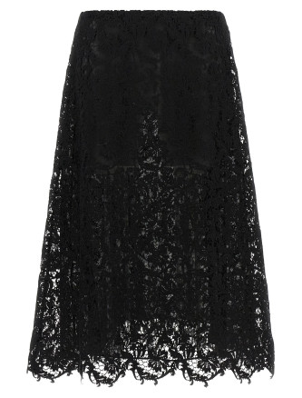 Юбка миди FENDI Macramé lace skirt