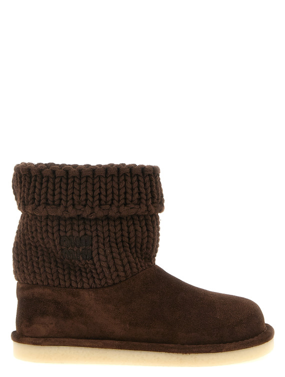 Ботильоны MIU Suede and knit ankle boots (5U796EF0153A31F0003) #1