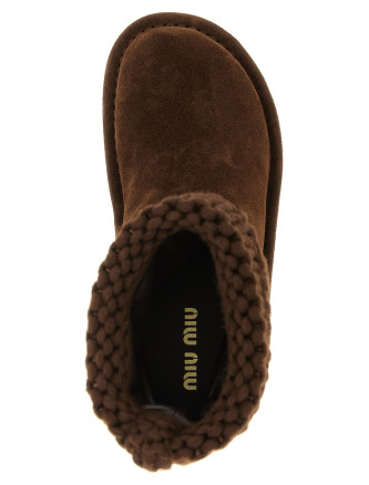 Ботильоны MIU Suede and knit ankle boots (5U796EF0153A31F0003) #