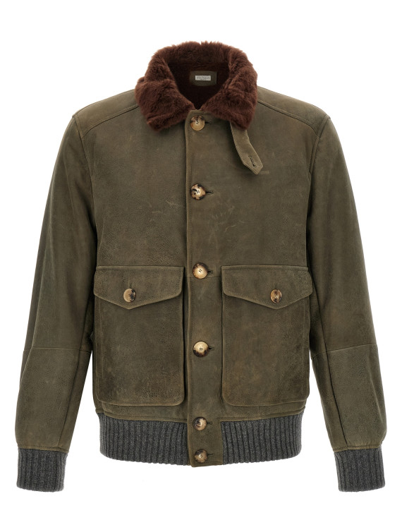 Куртка BRUNELLO CUCINELLI Waxed shearling bomber jacket (MPMWT1952CMD40) #1