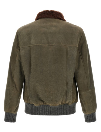 Куртка BRUNELLO CUCINELLI Waxed shearling bomber jacket (MPMWT1952CMD40) #