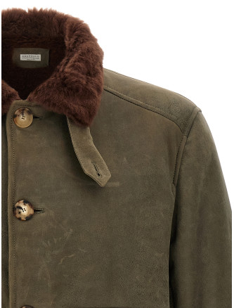 Куртка BRUNELLO CUCINELLI Waxed shearling bomber jacket (MPMWT1952CMD40) #
