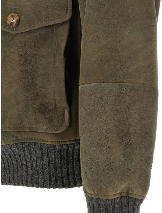 Куртка BRUNELLO CUCINELLI Waxed shearling bomber jacket (MPMWT1952CMD40) #
