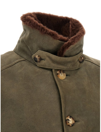 Куртка BRUNELLO CUCINELLI Waxed shearling bomber jacket (MPMWT1952CMD40) #