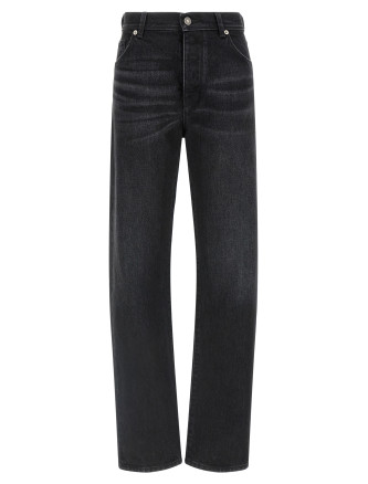 Джинсы FENDI Yellow stitching jeans with visible thread