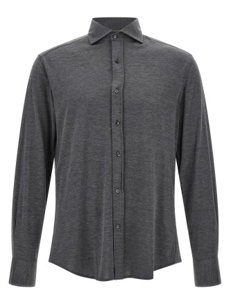 Рубашка BRUNELLO CUCINELLI Cotton and silk shirt