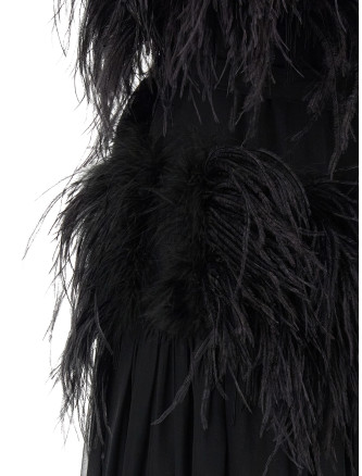 Платье макси ALBERTA FERRETTI Chiffon and feather dress (A042051150555) #