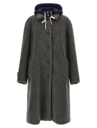 Пальто MIU Teddy Nylon Hooded Coat