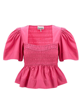 Топ GANNI Smock stitch top